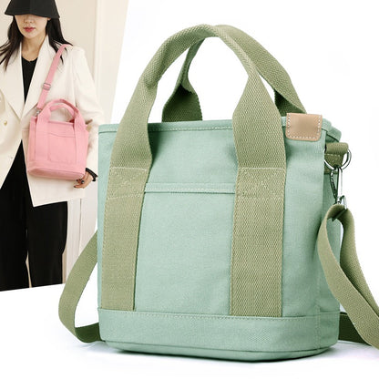 Canvas bag casual versatile shoulder bag ladies fashion commuter bag multi-function messenger bag trendy handbag