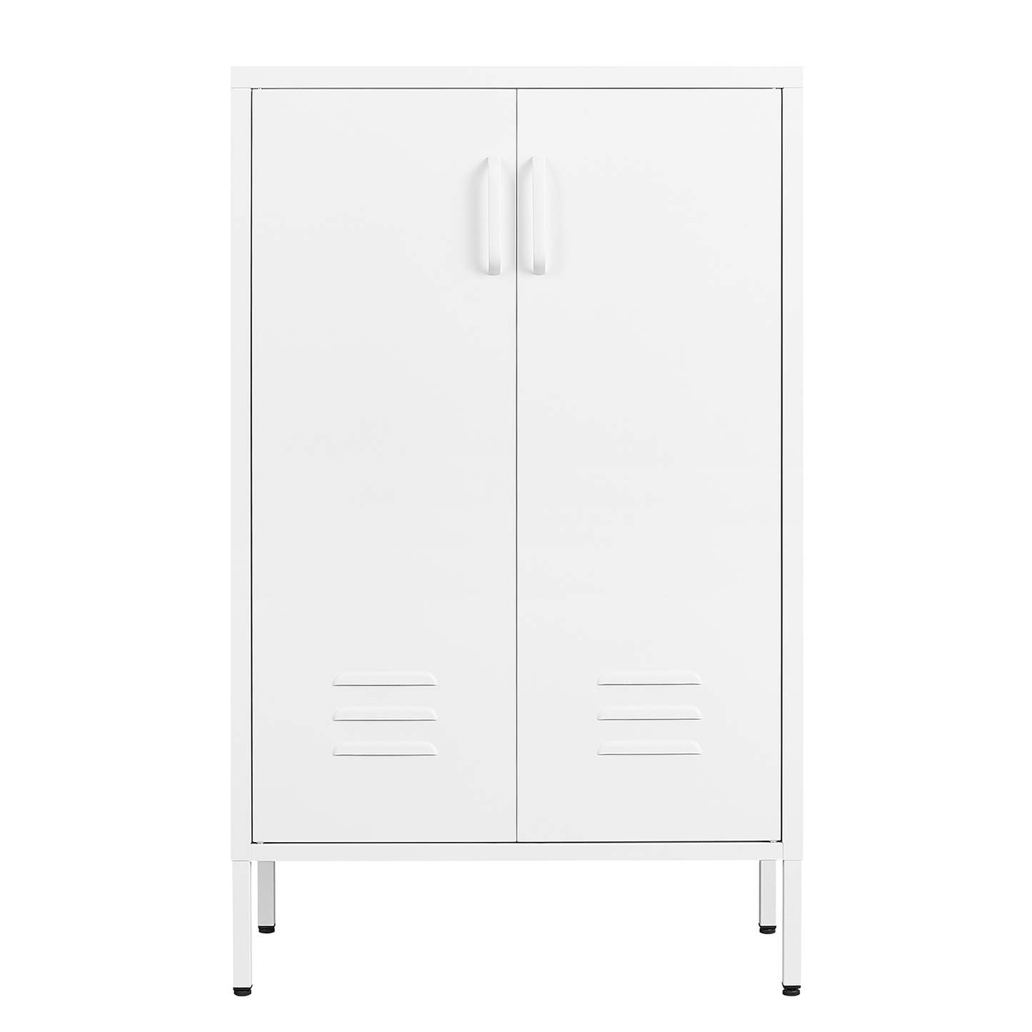 Steel storage cabinet, double door miscellaneous storage cabinet, 2 movable partitions white