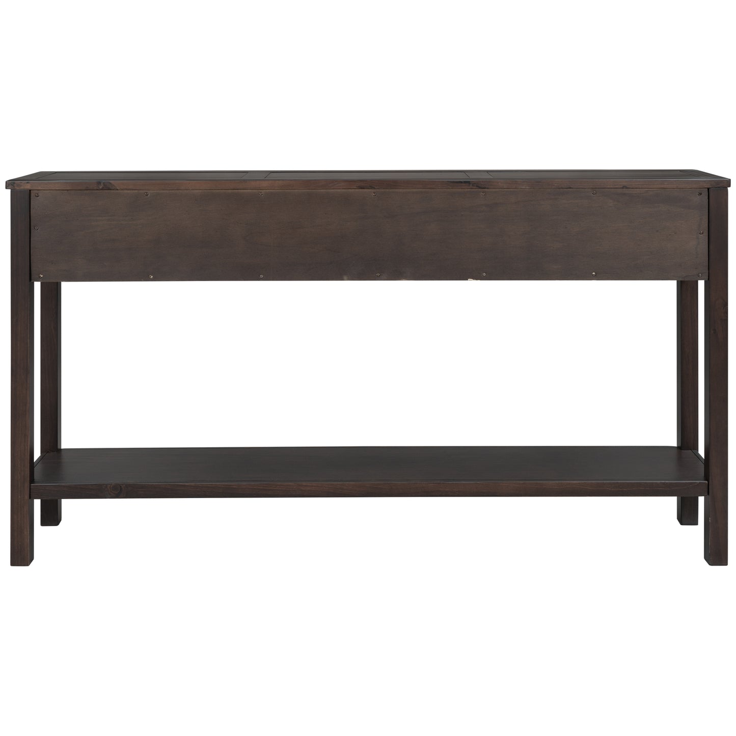 TREXM Rustic Entryway Console Table 60" Long Sofa Table with two Different Size Drawers and Bottom Shelf for Storage (Espresso)