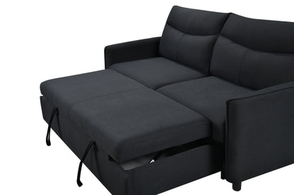 3 in 1 Convertible Sleeper Sofa Bed Modern Fabric Loveseat Futon Sofa Couch w/Pullout Bed Black