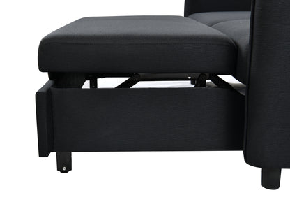 3 in 1 Convertible Sleeper Sofa Bed Modern Fabric Loveseat Futon Sofa Couch w/Pullout Bed Black