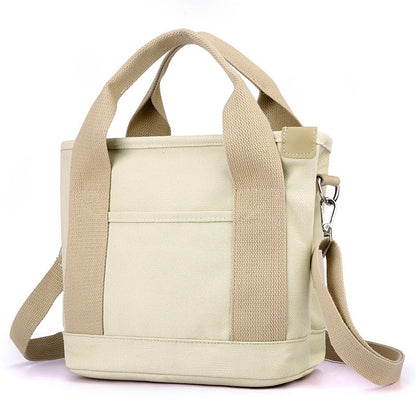 Canvas bag casual versatile shoulder bag ladies fashion commuter bag multi-function messenger bag trendy handbag