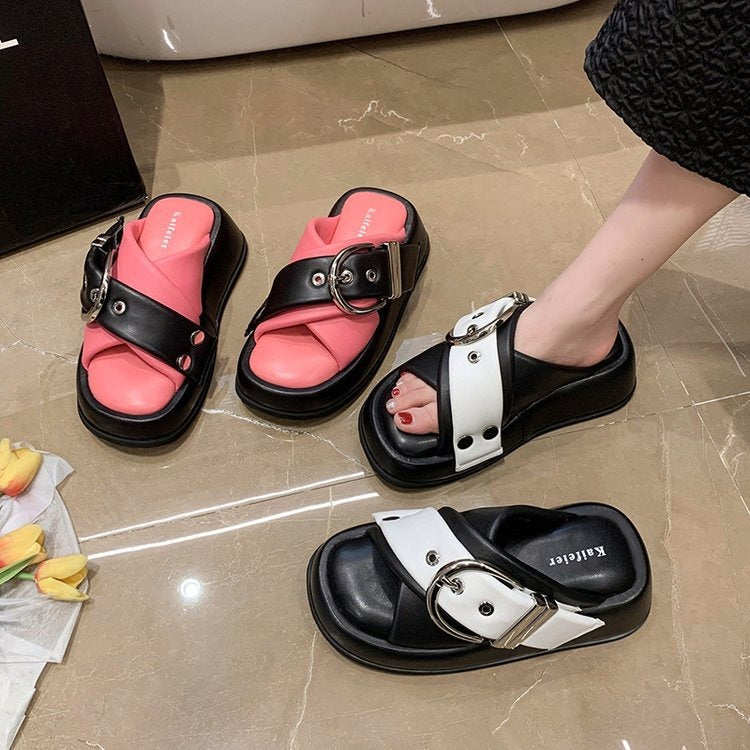 Summer casual versatile sponge cake sole sports beach slippers