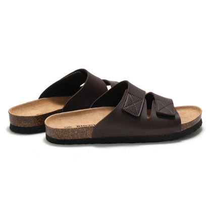 Spring and summer new men's cork slippers Korean style men's sandals Velcro beach shoes