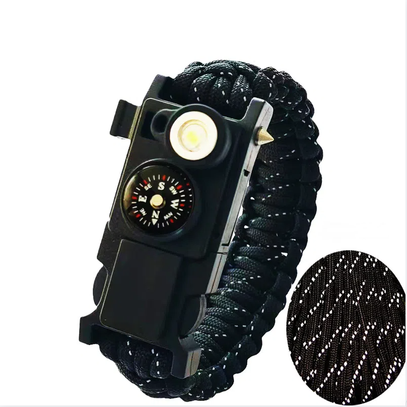 Umbrella rope bracelet, outdoor life-saving supplies, multifunctional small knife, broken window bracelet, LED light, outdoor