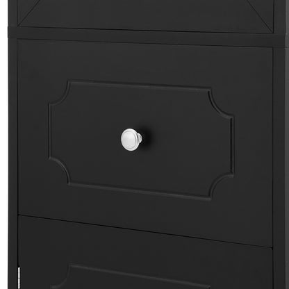 Tall Bathroom Cabinet, Freestanding Storage Cabinet with Drawer and Doors, MDF Board, Acrylic Door, Adjustable Shelf, Black