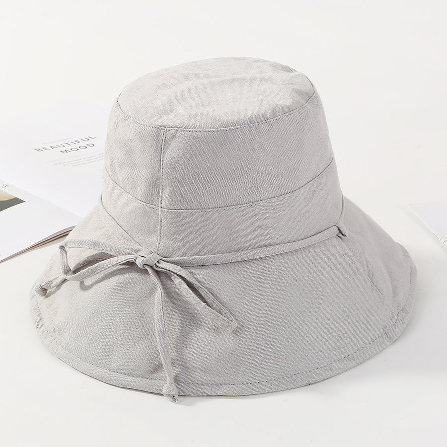 Hat Ladies Summer Cloth Hat Solid Color Cotton And Linen Fisherman Hat Basin Hat Folding Outdoor Sunscreen Big-Brimmed Sun Hat