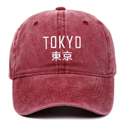 Tokyo letter embroidery retro old soft top washed baseball cap outdoor sun protection duck tongue