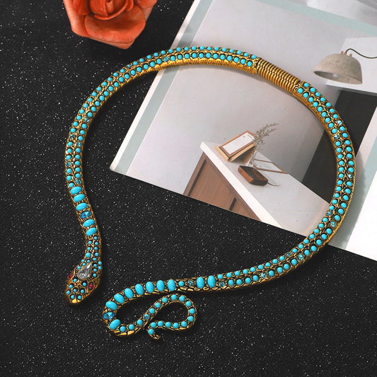 Exaggerated personality snake shaped collar European and American luxury jewelry for women