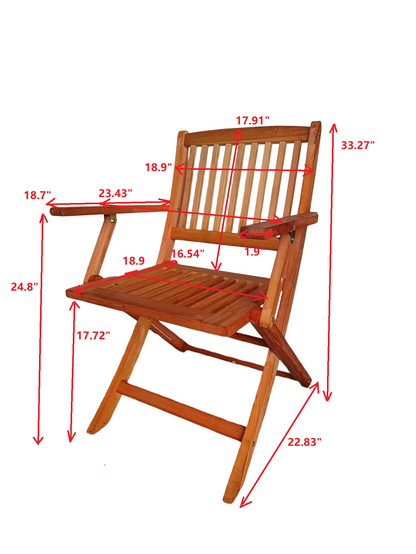 Foldable Patio Dining Set 4 Folding Chairs Indoor and outdoor universal Teak