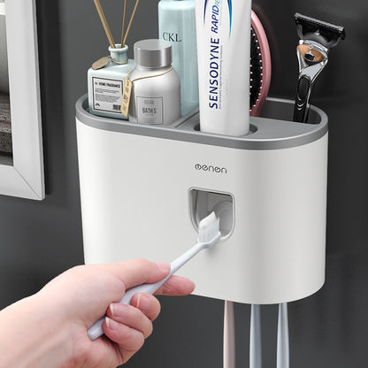 Creative Single Cup Lazy Man Automatic Toothpaste Squeezer Adhesive Toothbrush Holder Bathroom Mouthwash Cup Toothware Box Set