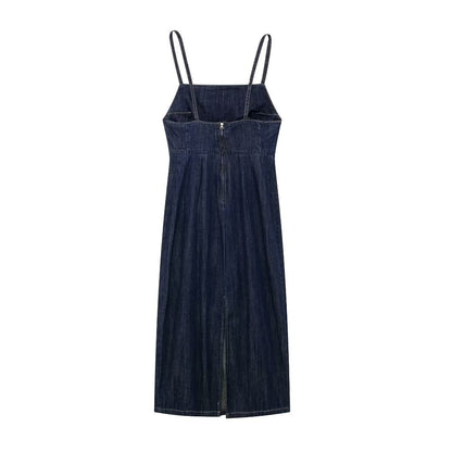 Women's street fashion denim camisole dress