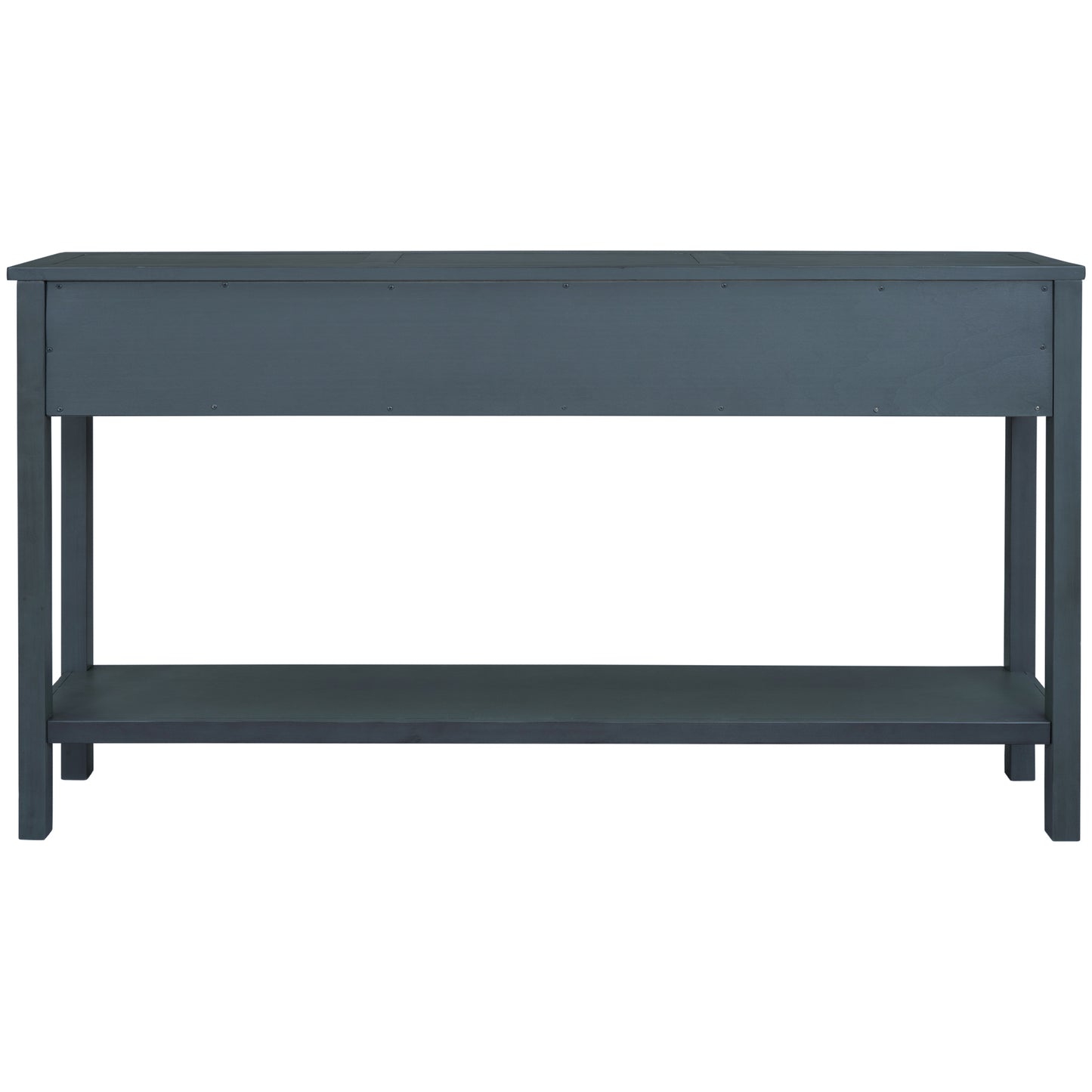 TREXM Rustic Entryway Console Table, 60" Long Sofa Table with two Different Size Drawers and Bottom Shelf for Storage (Navy)