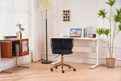 Office desks and chairs, with adjustable wheels and cushioned office desks and chairs that conform to ergonomics (black)