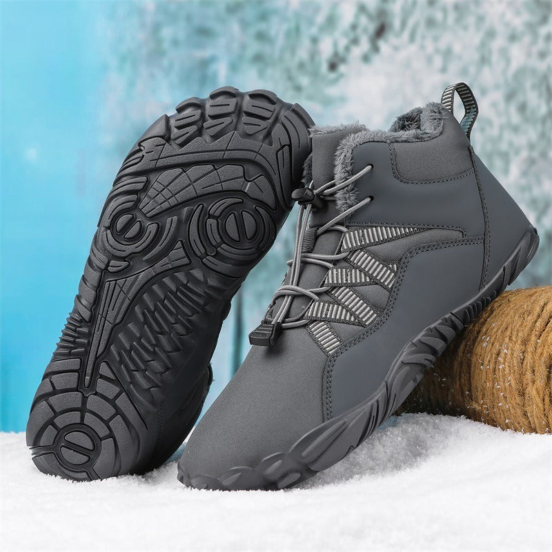 High top snow boots, cross-border new outdoor hiking, camping, and mountaineering shoes, skiing, anti slip, plush, and warm oversized cotton shoes