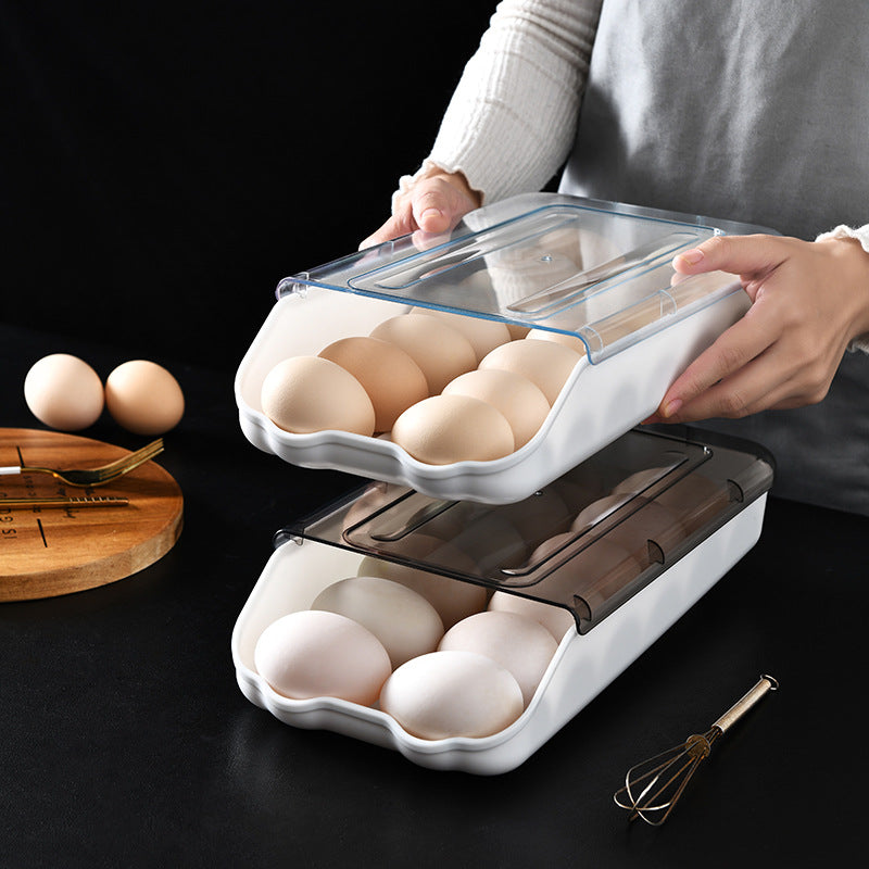 New Rolling Egg Box Refrigerator Egg Roller Kitchen Fresh Storage Box