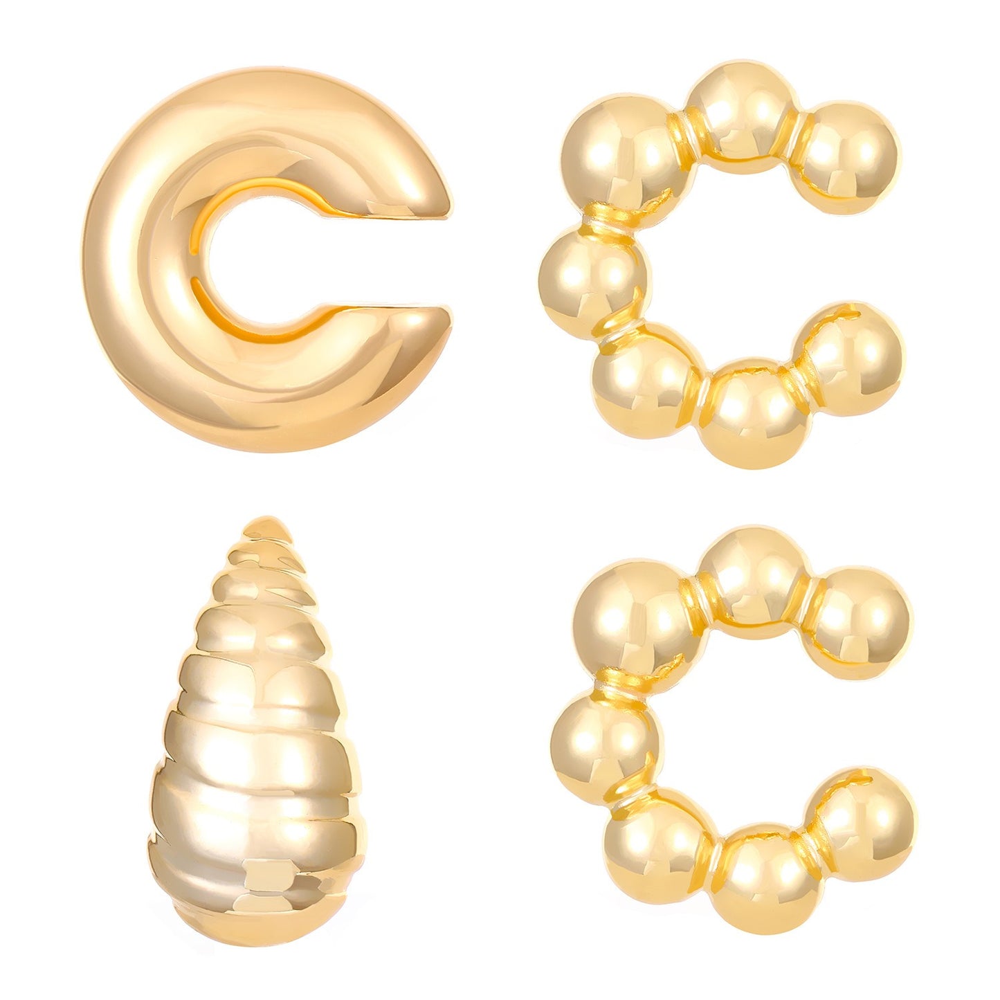 Fashionable, simple, versatile earrings with elegant hollow ear clips and atmospheric gold-plated earrings