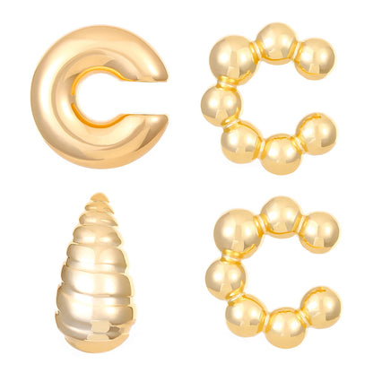 Fashionable, simple, versatile earrings with elegant hollow ear clips and atmospheric gold-plated earrings