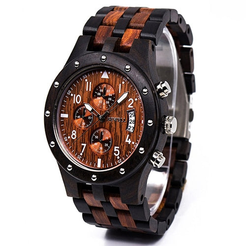 BEWELL Wooden Men's Watch Luxury Brand Quartz Wrist Moment Watches With Complete Calendar Time