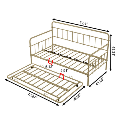 Metal Frame Daybed with trundle（Bronze）