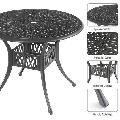 5PCS Outdoor Furniture Dining Table Set  Patio Furniture Includes 1 Round Table and 4 Chairs with Umbrella Hole