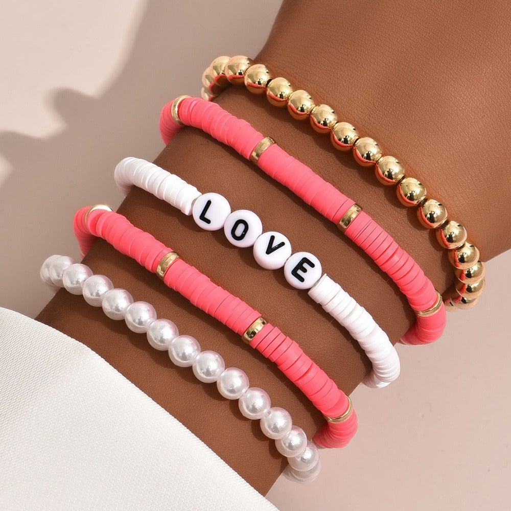 Colorful soft ceramic retro temperament pearl soft ceramic bracelet bracelet bracelet bracelet