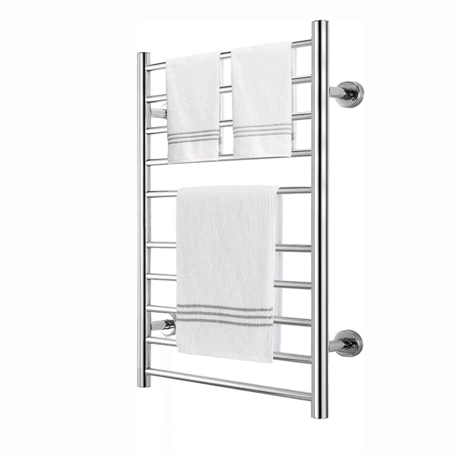 Electric Heated Towel Rack for Bathroom Wall Mounted Towel Warmer 10 Stainless Steel Bars Drying Rack