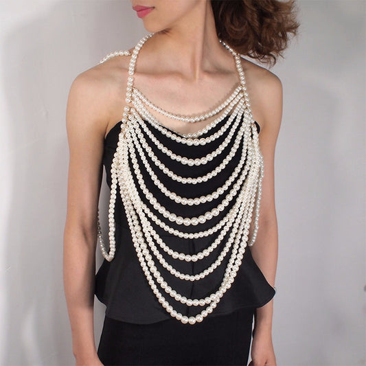 Banquet Dress Accessories Fashion Sweater Chain Beaded Necklace Small Accessories