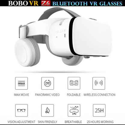 BOBO VR Z6 Bluetooth 3D Glasses Virtual Reality Box Google Cardboard Stereo Mic Headset Helmet