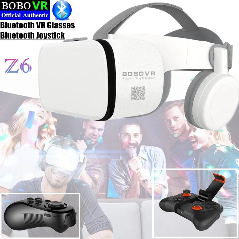 BOBO VR Z6 Bluetooth 3D Glasses Virtual Reality Box Google Cardboard Stereo Mic Headset Helmet