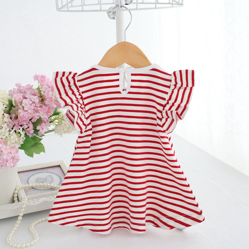 Children's Clothing 0-3 Years Old Striped High-quality Cotton Dress