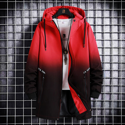 Spring And Autumn Trendy Men's Clothing All-matching Hooded Trench Coat