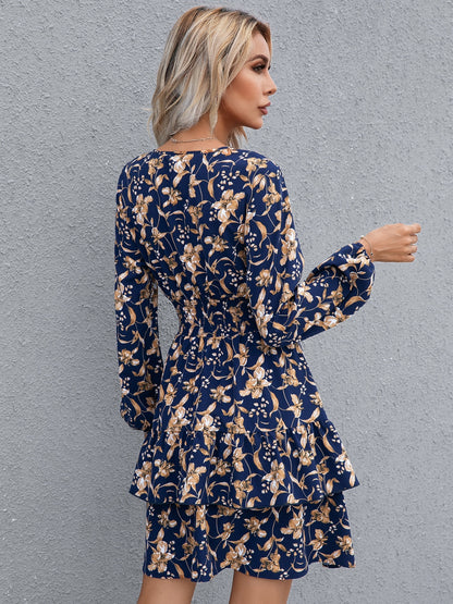 Ivy Lane Floral Layered Surplice Balloon Sleeve Dress