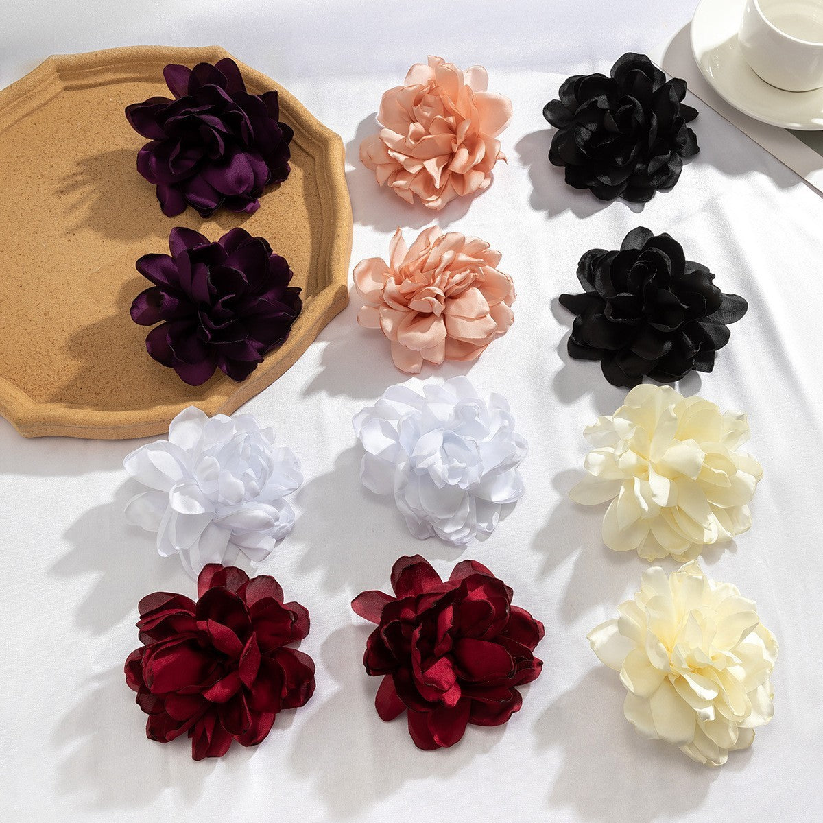 Exaggerated Fabric Design Large Flower Ear Studs