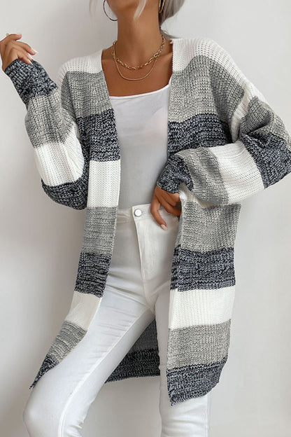 Perfee Striped Long Sleeve Duster Cardigan