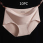 Non-Marking Underwear Women Ladies Ice Silk One-Piece Mid-Waist Large Size