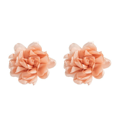 Exaggerated Fabric Design Large Flower Ear Studs