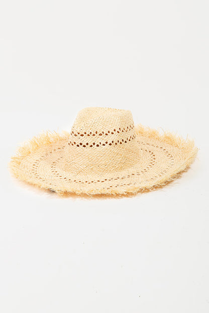 Fame Openwork Raw Hem Weave Hat