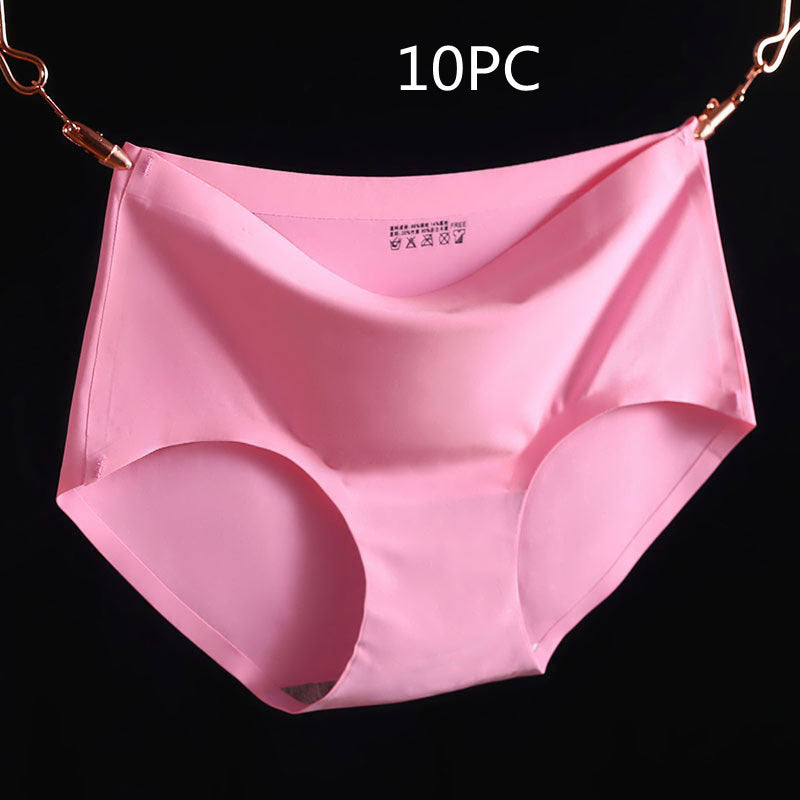 Non-Marking Underwear Women Ladies Ice Silk One-Piece Mid-Waist Large Size