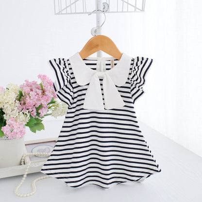 Children's Clothing 0-3 Years Old Striped High-quality Cotton Dress